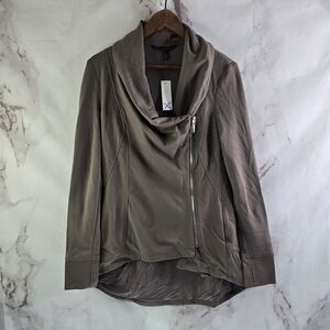 White House Black Market Jacket Womens Small Cowl Zip Slub Lounge Alpaca Thumb